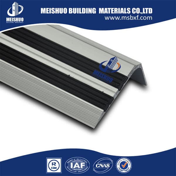 anti slip rubber insert aluminum stair nosing for tile